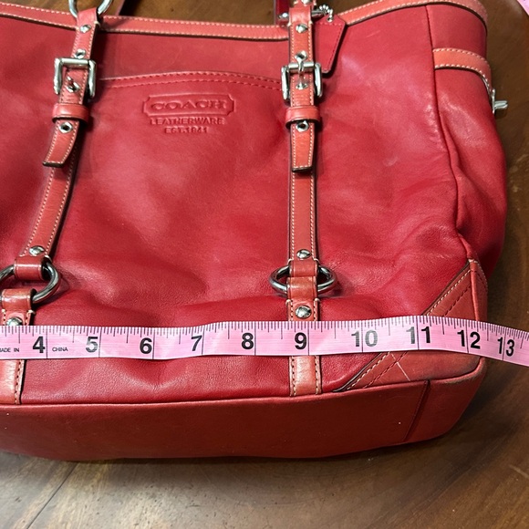 Coach Cherry Red Leather Tote 2010 East/West Gallery - Picture 7 of 16